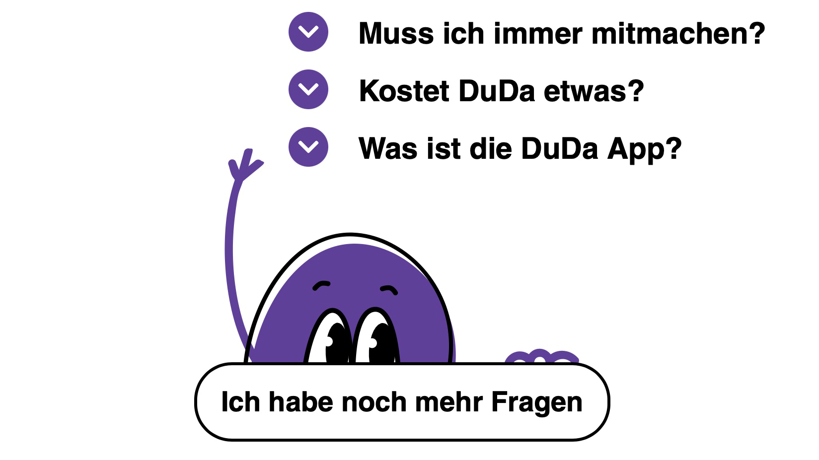 Bildschirmaufnahme der barrierefreien Plattform DuDa – umgesetzt von i-kiu.