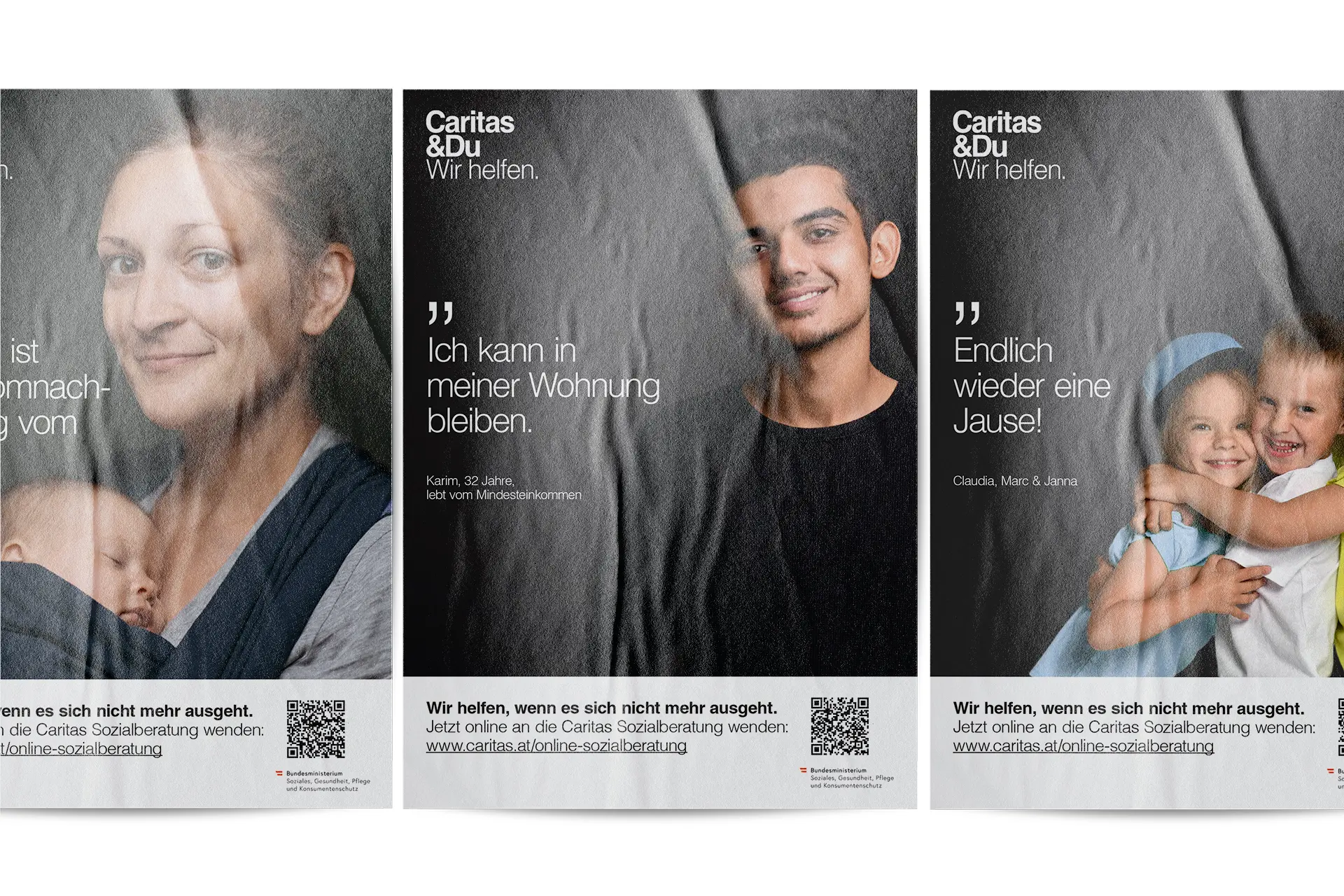 Poster aus der Kampagne für die Online Sozialberatung der Caritas – umgesetzt von i-kiu.