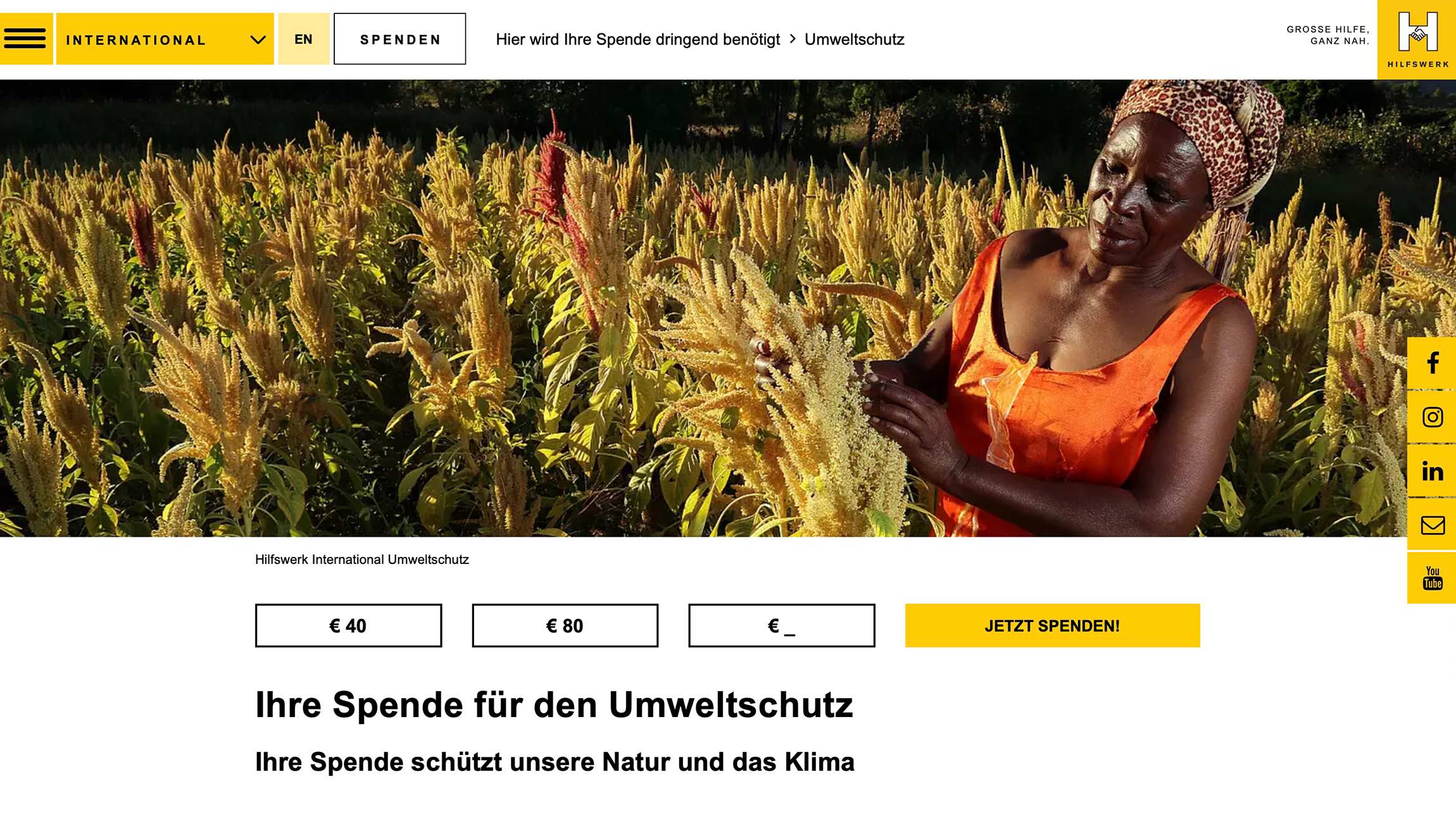 Bildschirmaufnahme der Hilfswerk-Website – umgesetzt von i-kiu.