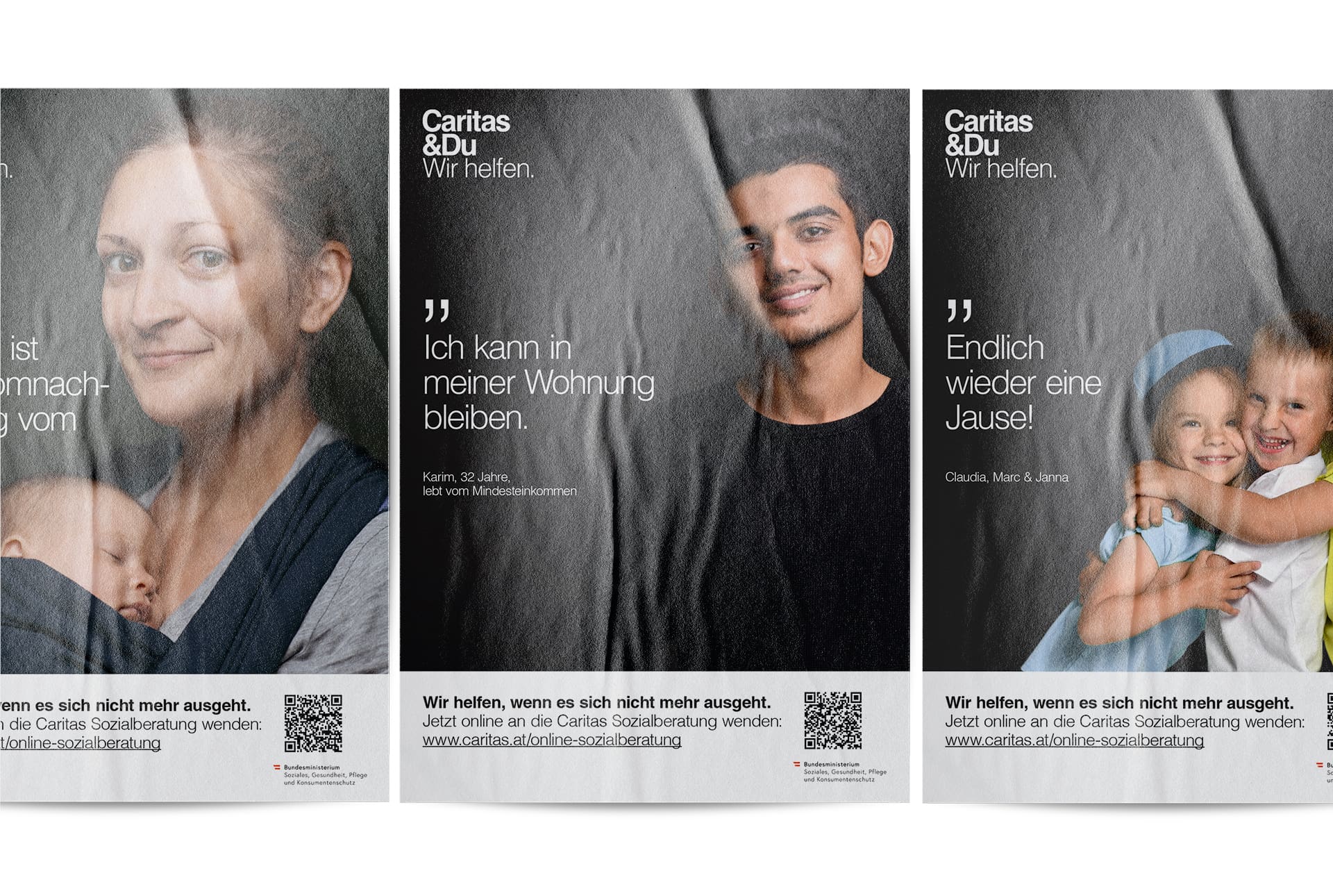 Poster aus der Kampagne für die Online Sozialberatung der Caritas – umgesetzt von i-kiu.